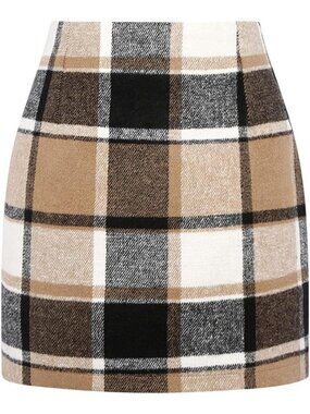 High-Waisted Wool Plaid Mini Skirt for Women | Fall Winter Bodycon Style